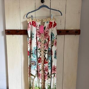 Floral Maxi Skirt with Red and Pink Accents